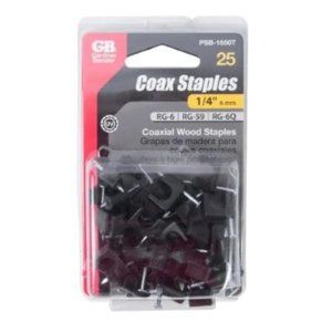 Gardner Bender 1/4" COAX STAPLES 50ct PLASTIC STAPLES Plated NAILS Priced CHEAP